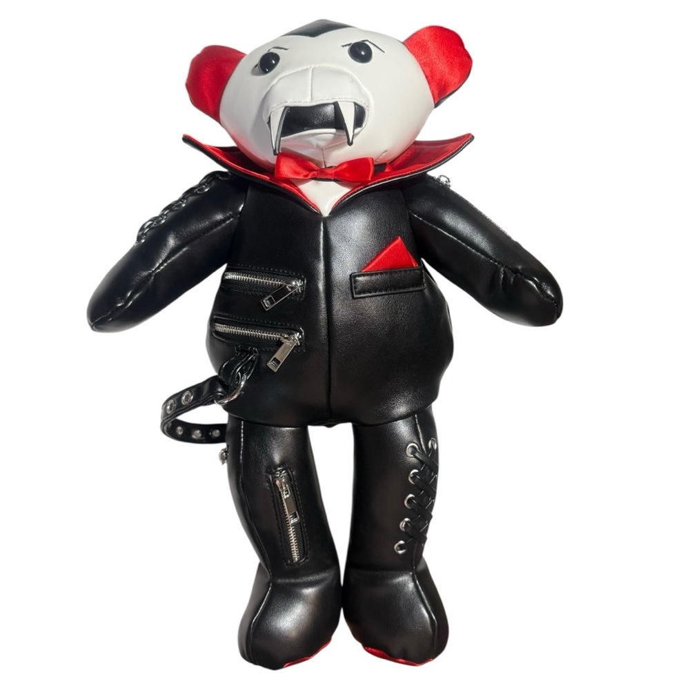 Dolls Kill Black and Red Vampy Teddy Backpack